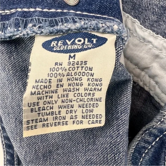 Deadstock Vintage Revolt Jeans Blue Denim Overalls with Stripe Accents - Picture 9 of 11